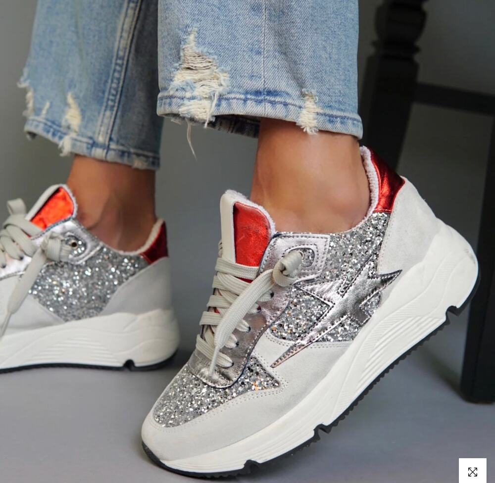 Cynthia Richard Lightning Strike Argent Sneaker size 39 US 7.5